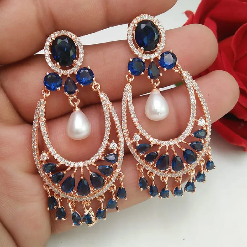 women’s twisted hoop earrings-Manisha Jewellery Rose Gold Plated AD Stone Dangler Earrings