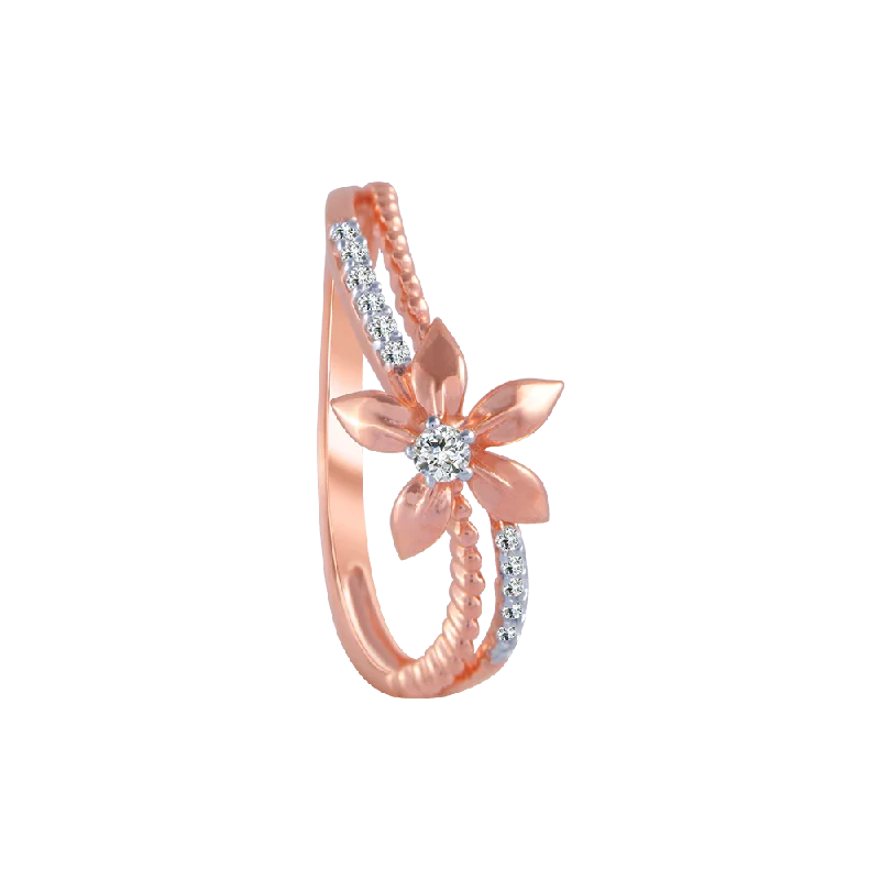 women’s fashion rings-18KT (750) Rose Gold And Diamond Ring For Women