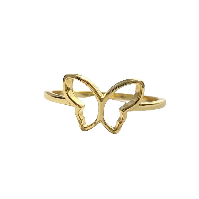 women’s chunky rings-women’s chunky rings-Butterfly Outline Ring