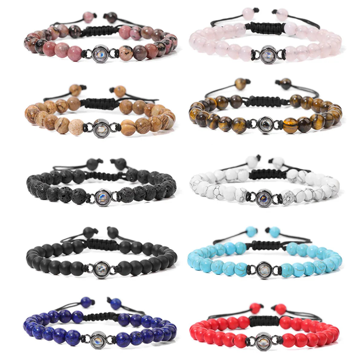 women’s mixed metal bracelets-Simple Style Classic Style Round Stone Beaded Men'S Bracelets