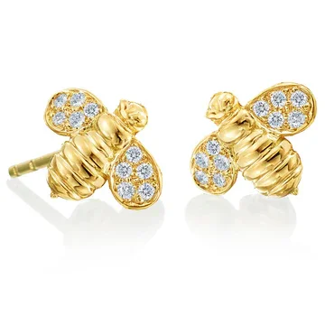 women’s opal earrings-Worker B Diamond Stud Earrings in 18K Yellow Gold