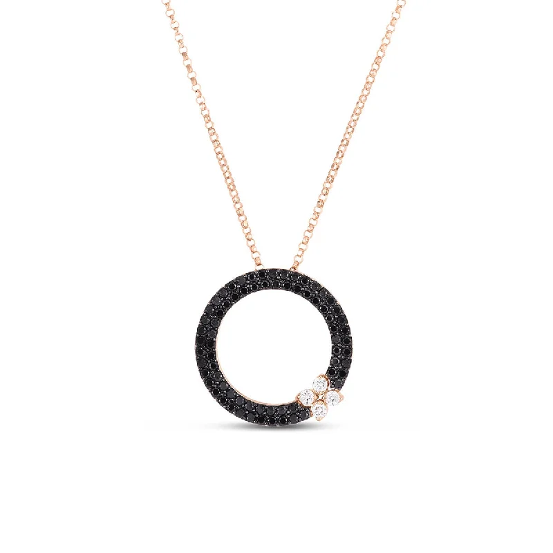 women’s romantic necklaces-women’s romantic necklaces-18K Gold White and Black Diamond Necklace