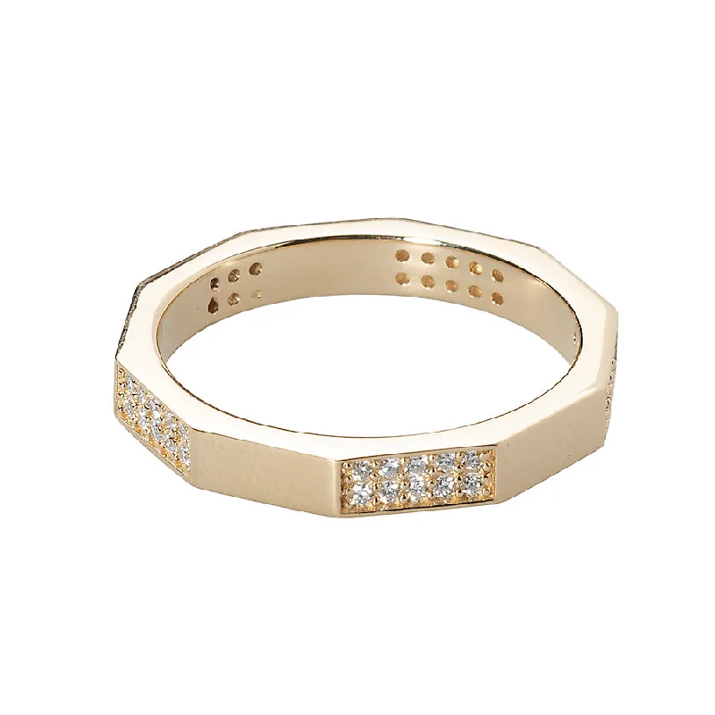 women’s solitaire rings-women’s solitaire rings-Gold + Pave Diamond Bar Ring