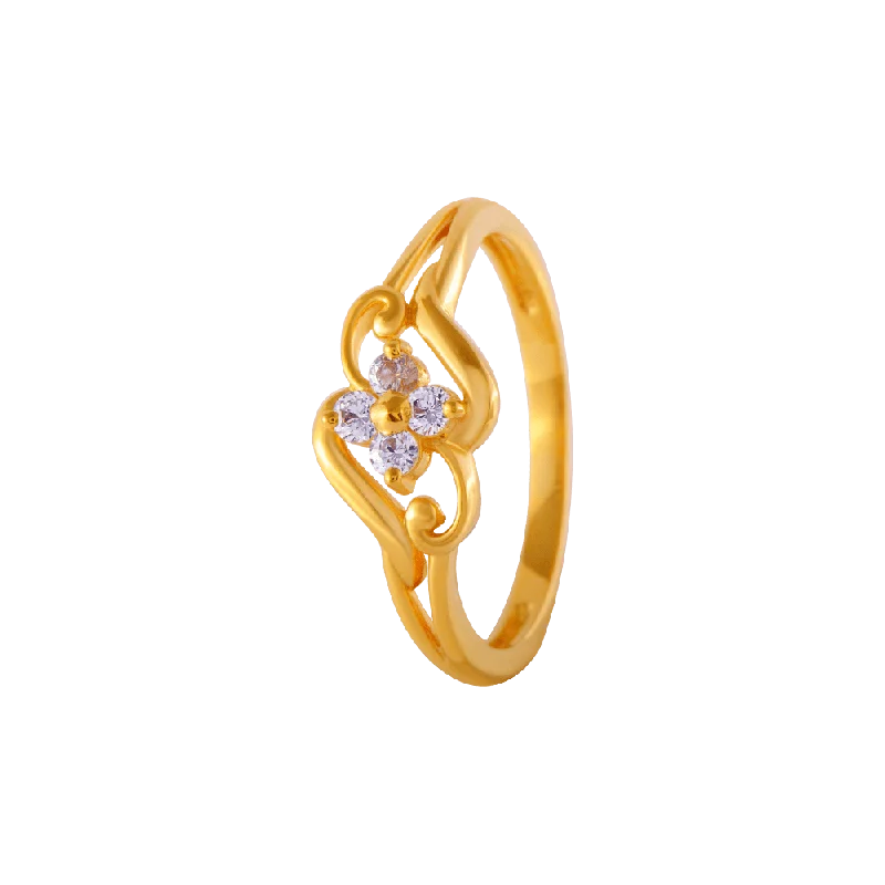 women’s custom design rings-22KT Yellow Gold And American Diamond Ring For Women