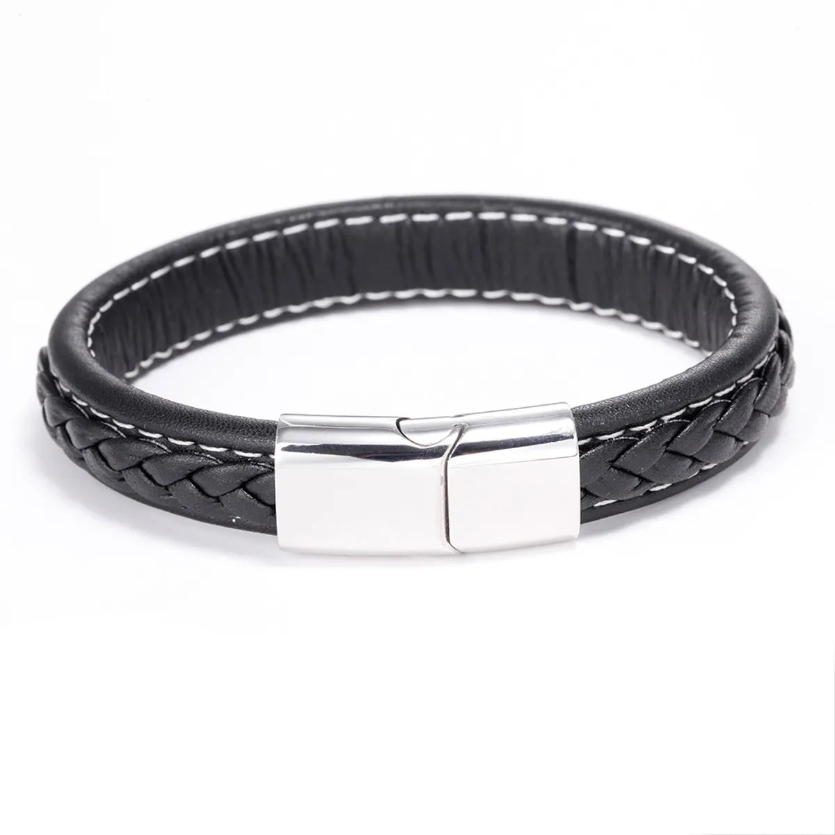 Black Leather White Thread 21cm