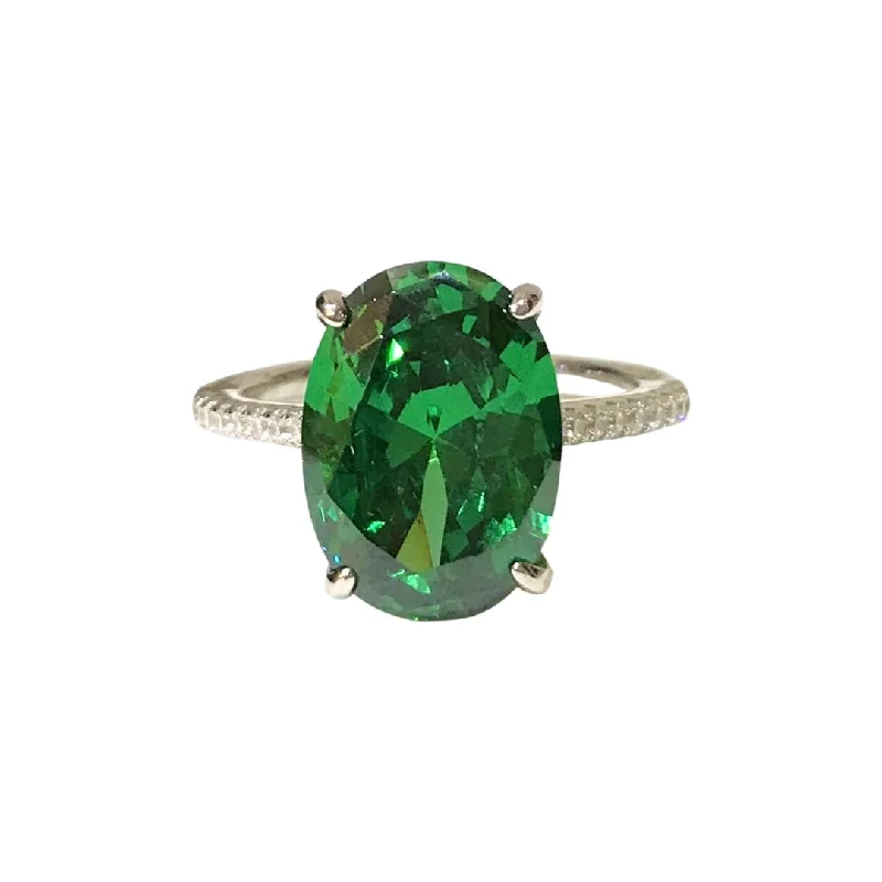 women’s black diamond rings-women’s black diamond rings-Adriene Oval Emerald Ring