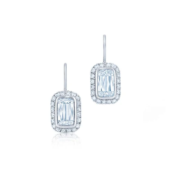 women’s small stud earrings-KWIAT Ashoka Diamond Earrings with Halos E-2380-GROUP-18KW