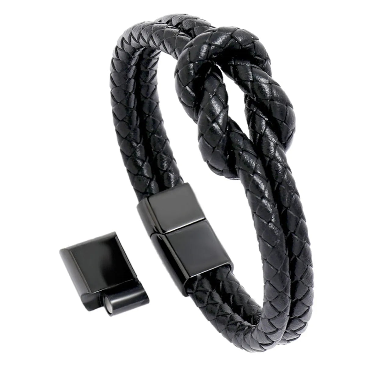 women’s simple bracelets-Retro Woven Leather  Stainless Steel  Magnet Buckle Men'S Bracelet