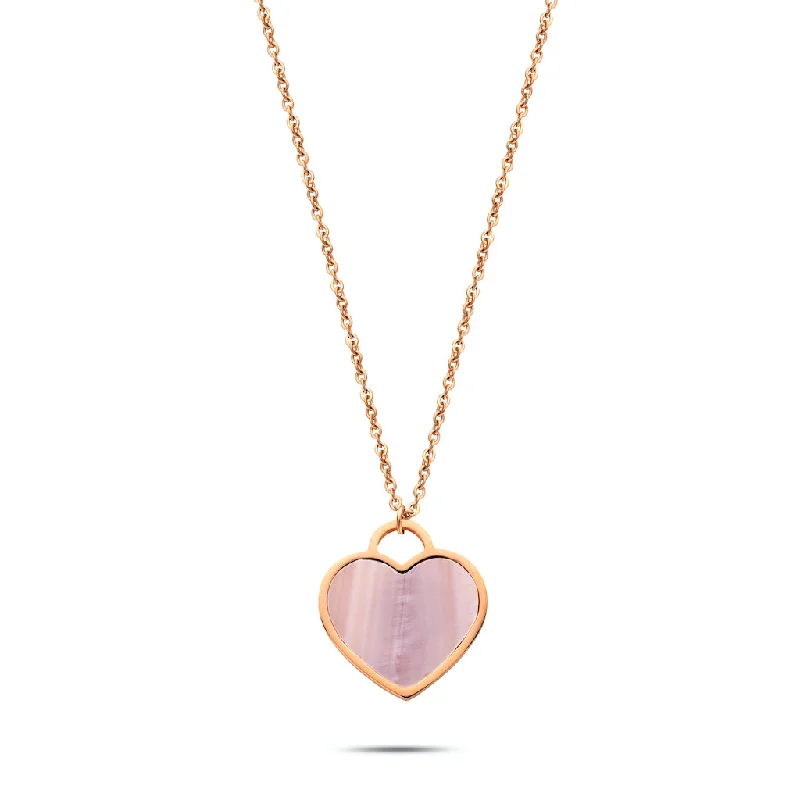 women’s pearl and diamond necklaces-women’s pearl and diamond necklaces-Heart pearl necklace rosé gold