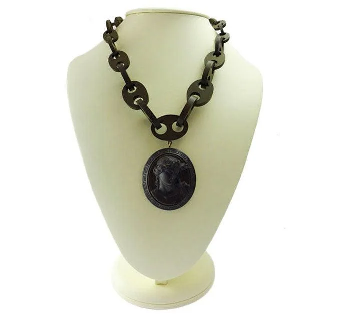 women’s birthstone necklaces-women’s birthstone necklaces-Victorian Vulcanite Cameo Necklace