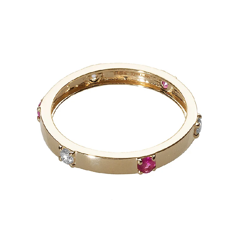 women’s luxury rings-women’s luxury rings-Diamond & Pink Sapphire Ribbon Ring