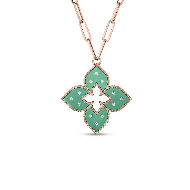 women’s diamond-encrusted necklaces-women’s diamond-encrusted necklaces-18K Rose Gold Green Titanium Diamond Necklace