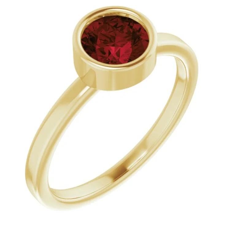 women’s sterling silver engagement rings-women’s sterling silver engagement rings-14K Yellow 6 mm Natural Mozambique Garnet Ring