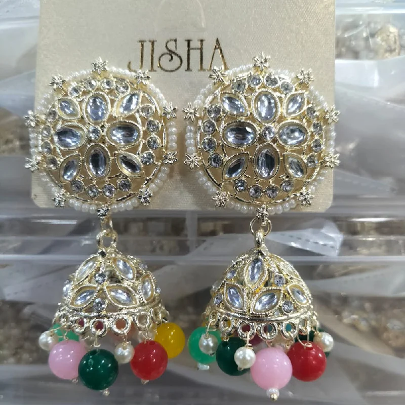 women’s hoop gold earrings-Manisha Jewellery Gold Plated Austrain Stone  Jhumki Earrings