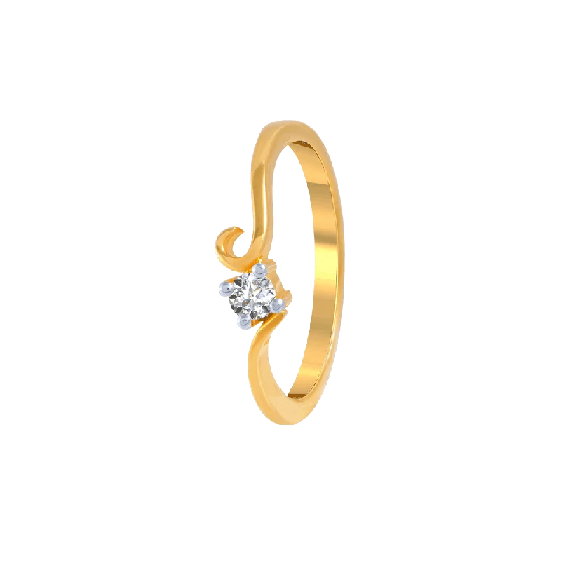 women’s black diamond rings-18KT (750) Yellow Gold And Diamond Ring For Women