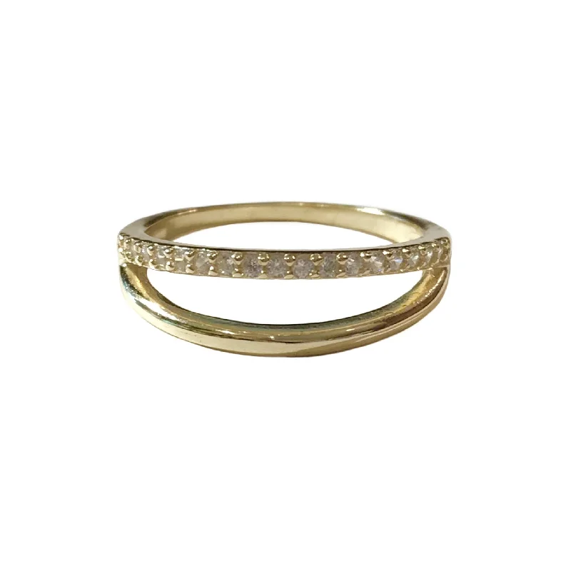 women’s plain gold rings-women’s plain gold rings-Noelia Open Pave Thick Ring