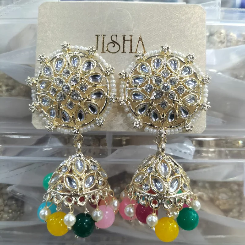 women’s custom earrings-Manisha Jewellery Gold Plated Austrain Stone  Jhumki Earrings