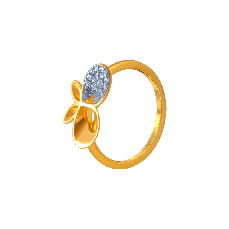 women’s titanium rings-14KT (585) Yellow Gold And American Diamond Ring For Women