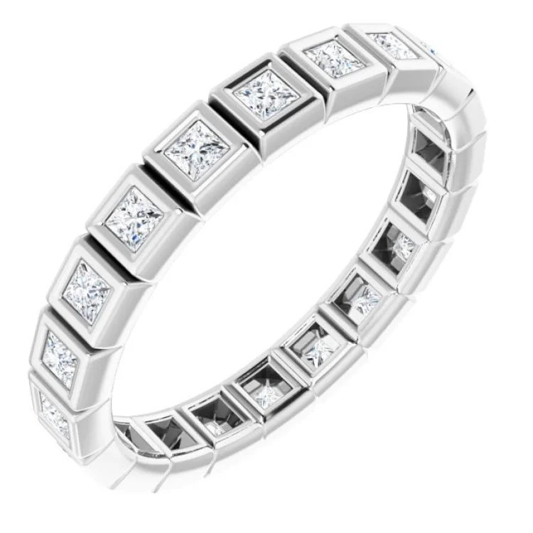 women’s bridal rings-women’s bridal rings-Platinum 1/2 CTW Natural Diamond Eternity Band Size 7