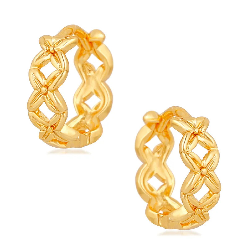 women’s gold hoop earrings-Mahi Gold Plated Exquisite Piercing Hoopp Bali Pair of Mens Earrings (ER1109624GMen)