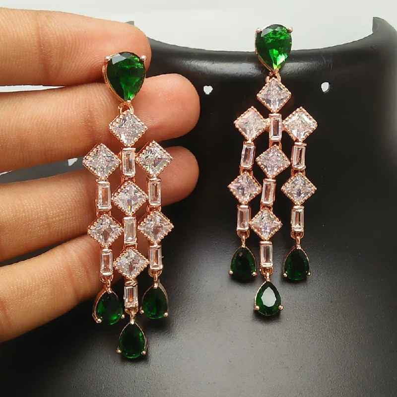 women’s sapphire earrings-Manisha Jewellery Rose Gold Plated AD Dangler Earrings