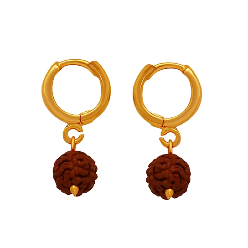 women’s floral earrings-Mahi Gold Plated Lord Shiva Rudraksh Drop Piercing Mens Earrings (ER1109427GMen)