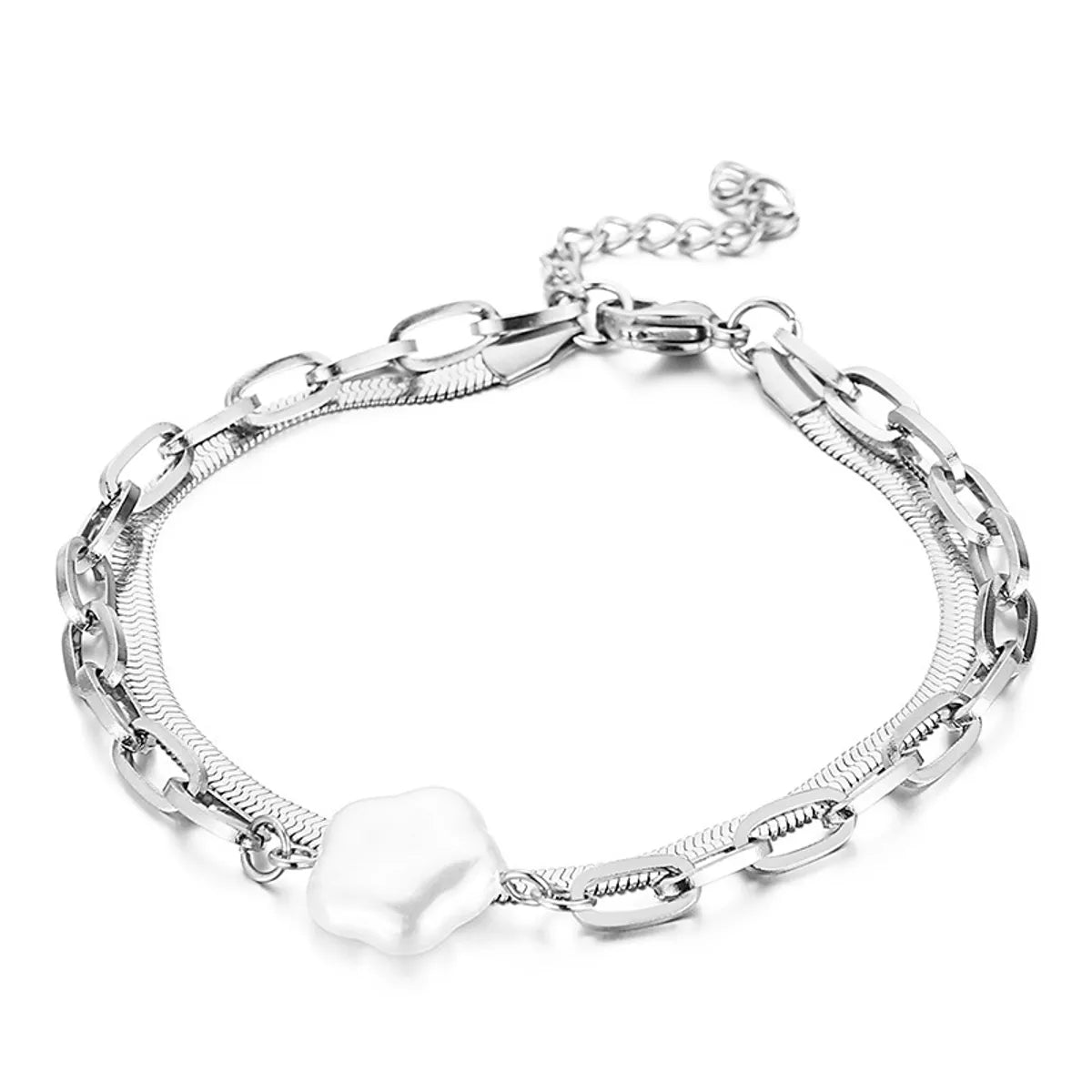 women’s classic bangles-Baroque Shaped Shell Beads Snake Bone Bracelet Female Ins Stainless Steel Chain Bracelet Japanese And Korean Cross-border Sold Jewelry