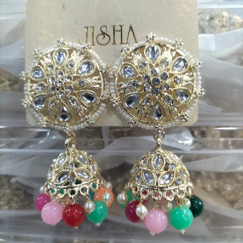 women’s luxury earrings-Manisha Jewellery Gold Plated Austrain Stone  Jhumki Earrings