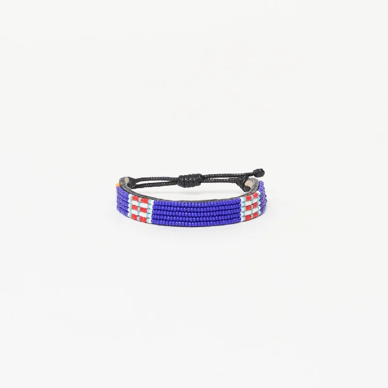 women’s wedding bracelets-FINAL SALE: Stripe Bracelet - Royal/Red/White