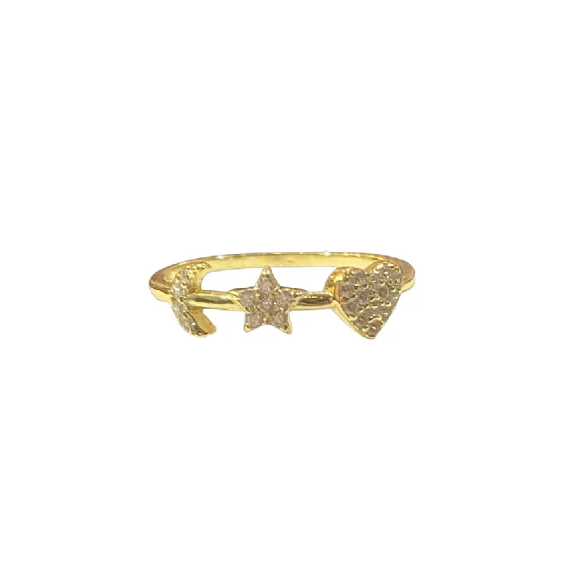 women’s geometric rings-women’s geometric rings-Moon Star Heart Ring