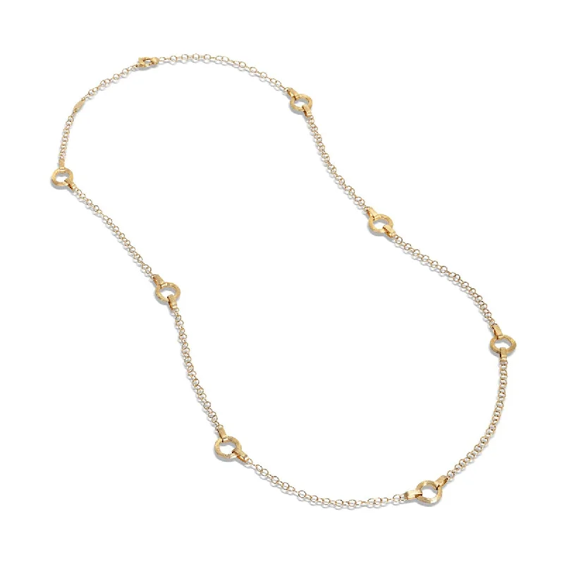 women’s bridal necklaces-women’s bridal necklaces-18K Yellow Gold Flat Link Long Chain Necklace