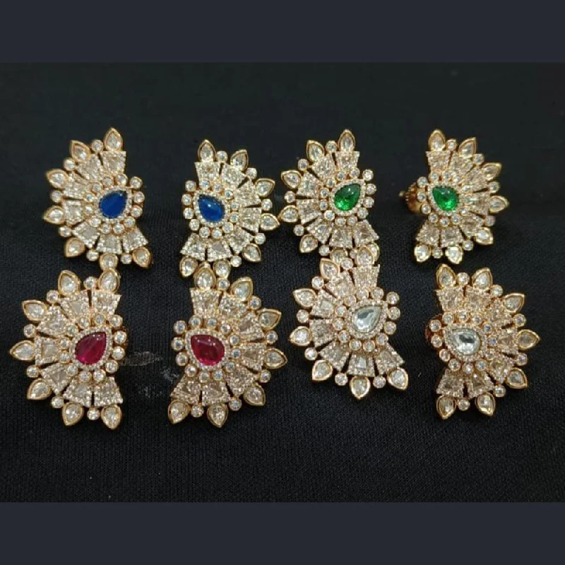 women’s petite earrings-JewelTreeTz Uncut Polki Kundan Stud Earrings( 1 Piece Only)