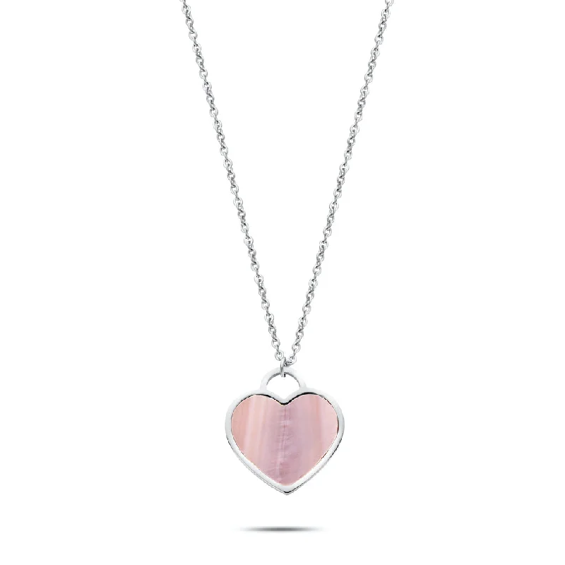 women’s fancy necklaces-women’s fancy necklaces-Heart pearl necklace silver