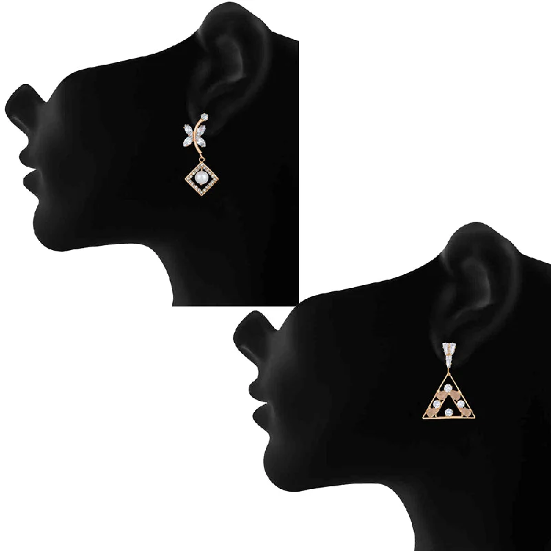 women’s trendy earrings-Mahi Combo of 2 Rose Gold Plated Butterfly Shaped & Dangler Earrings for Women (VERCO001046)