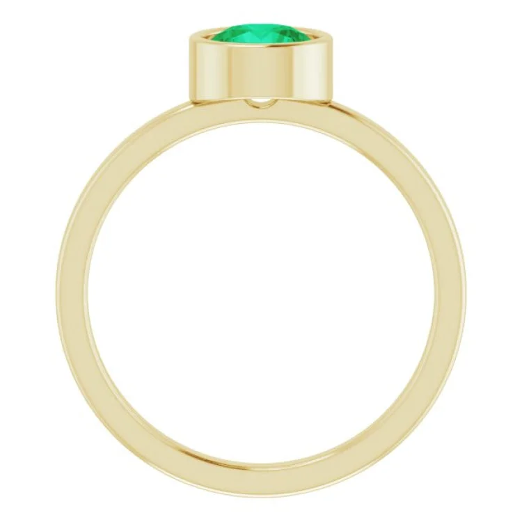 women’s statement rings-women’s statement rings-14K Yellow 6 mm Lab-Grown Emerald Ring