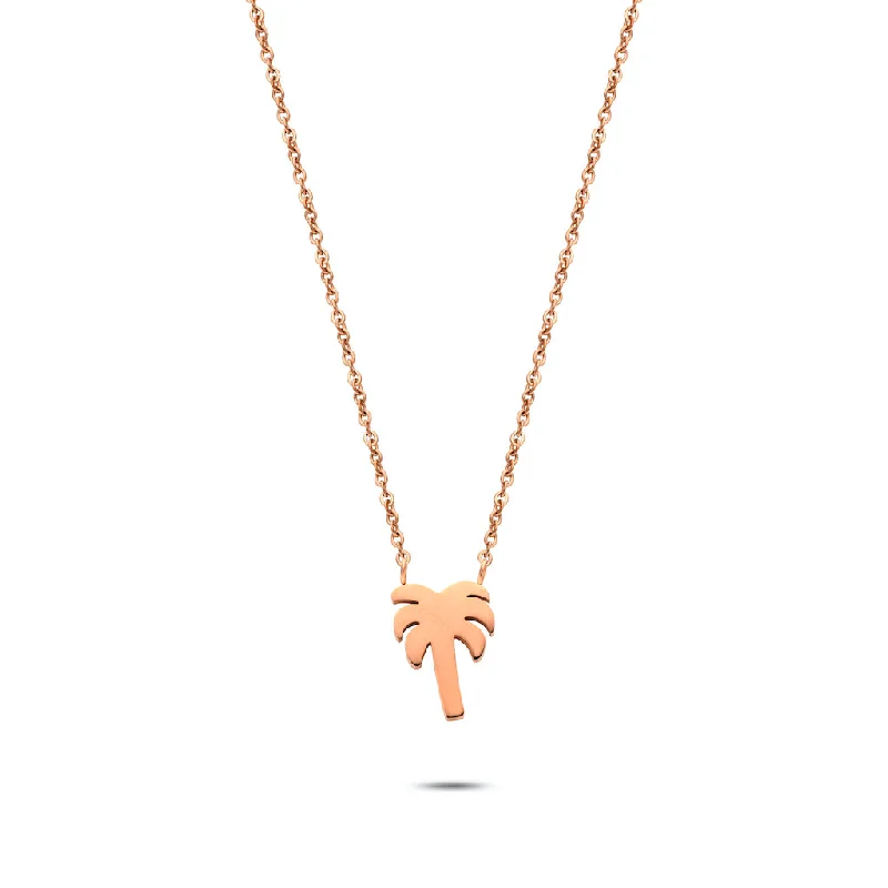 women’s choker style necklaces-women’s choker style necklaces-Palm tree necklace rosé gold