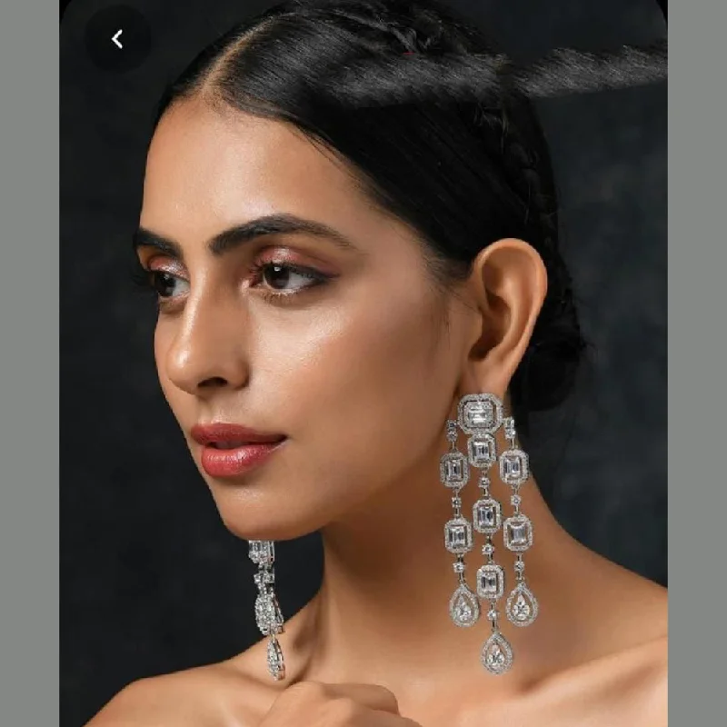 women’s small hoop earrings-Manisha Jewellery Silver Plated AD Stone Dangler Earrings