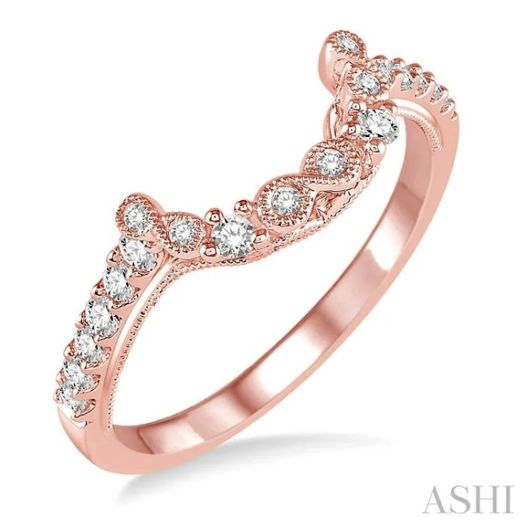 women’s plain rings-women’s plain rings-1/4 Ctw Round Cut Diamond Wedding Band in 14K Rose Gold