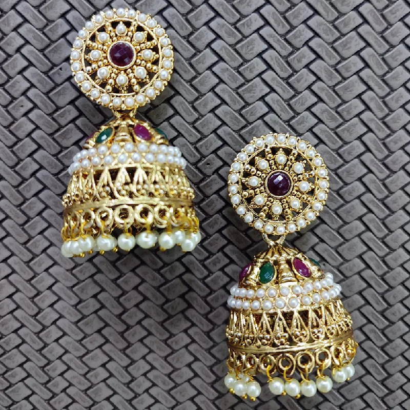 women’s ruby earrings-Lucentarts Jewellery Gold Plated Beads Jhumki Earrings