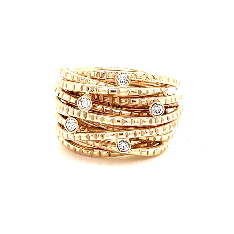 women’s cocktail rings-women’s cocktail rings-Gold Entwined Ring - R257KYD