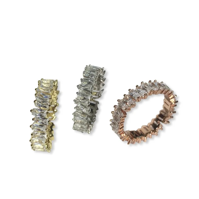 women’s adjustable rings-women’s adjustable rings-Noelia Zig Zag Baguette Ring