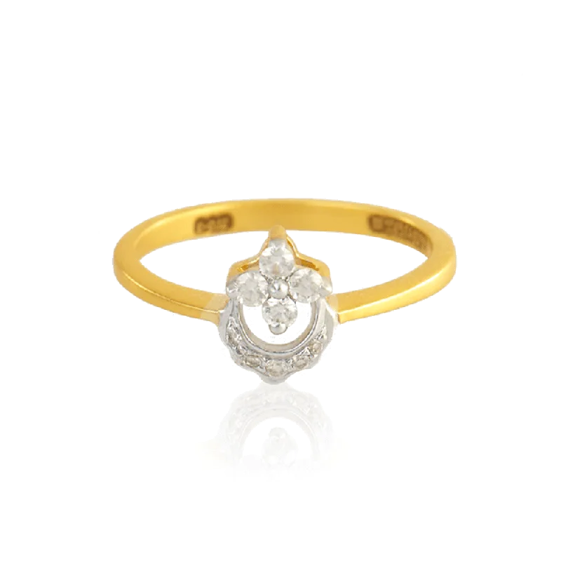 women’s vintage diamond rings-18KT (750) Yellow Gold And Diamond Ring For Women