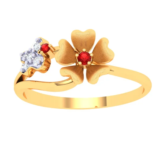 women’s cushion-cut rings-18k Stunting Diamond Ring With Floral Design From The P.c Chandra Jewellers