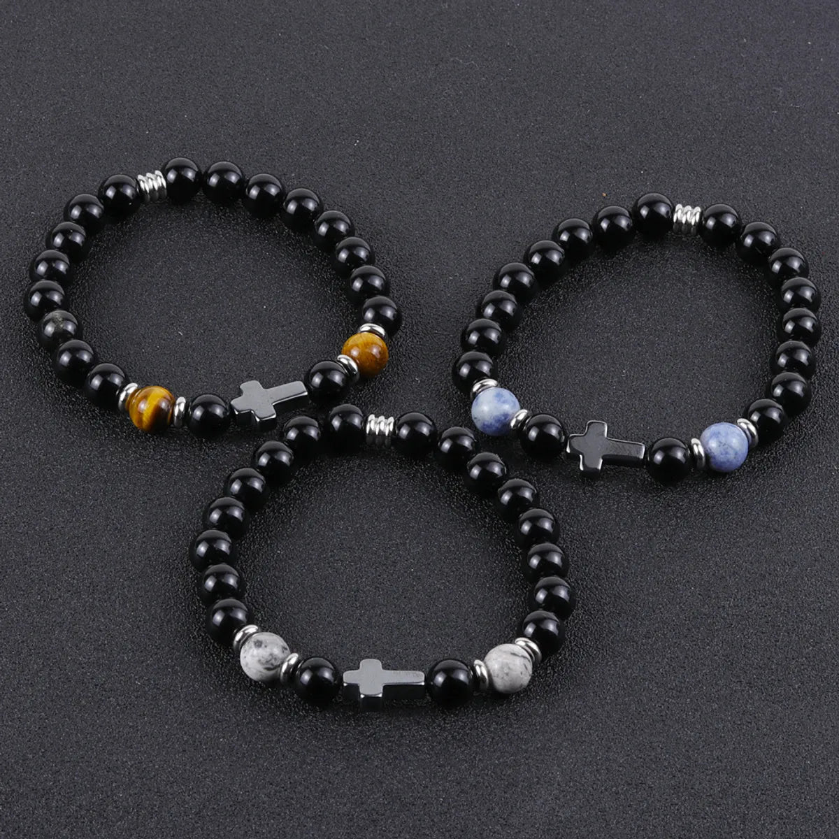 women’s luxury charm bracelets-Hip-Hop Retro Round Natural Stone Beaded Handmade Men'S Bracelets