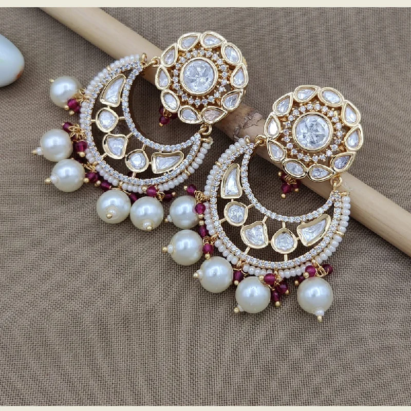 women’s sterling silver hoop earrings-Jewel Addiction Gold Plated Kundan Dangler Earrings