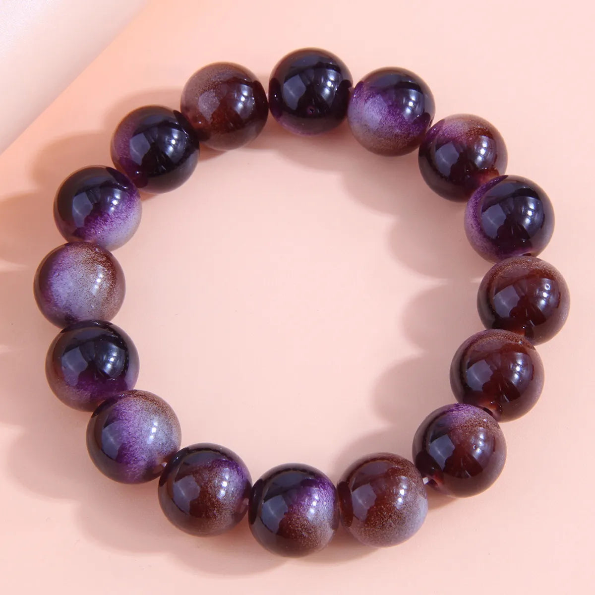 women’s mixed-metal bangles-Fashion Simple Gradient Coffee Purple Glass Bead Bracelet