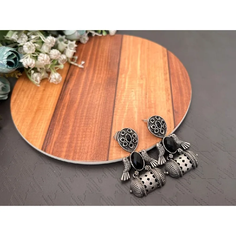 women’s sterling silver earrings-Akruti Collection Oxidised Plated Dangler Earrings