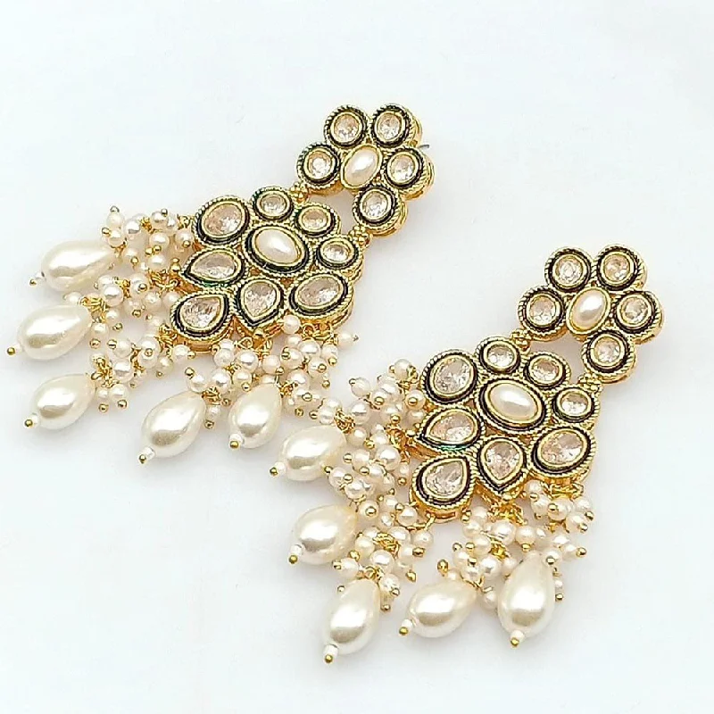 women’s unique earrings-Kavita Art Gold Plated Crystal Stone Dangler Earrings