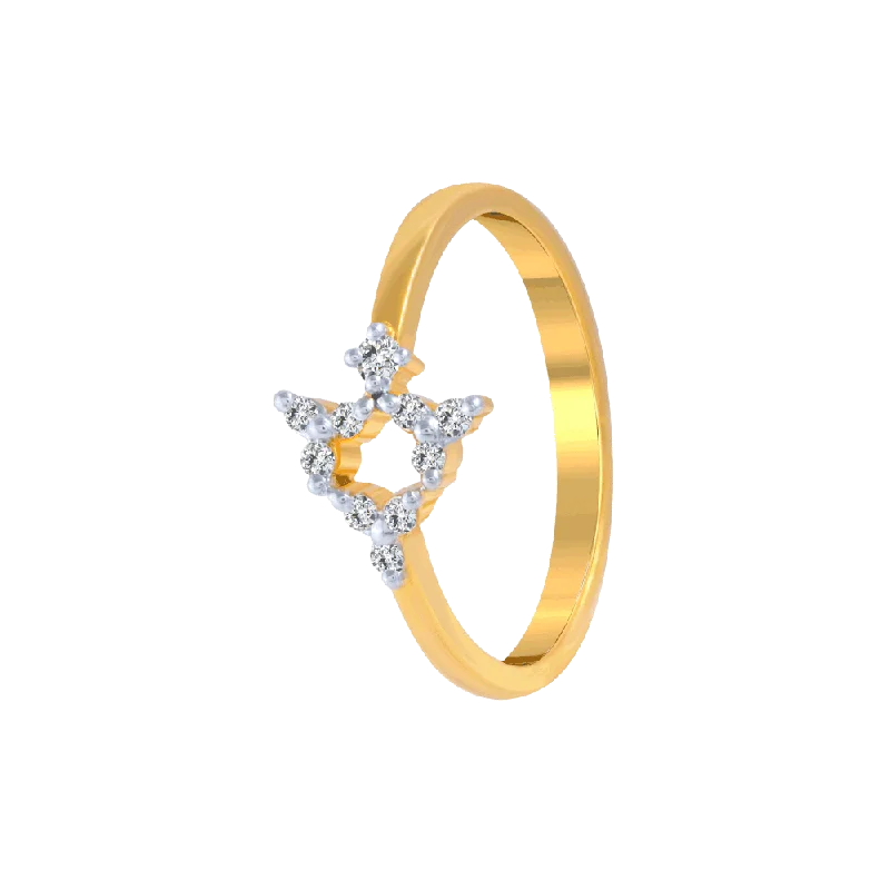 women’s rose gold rings-18KT (750) Yellow Gold And Diamond Ring For Women