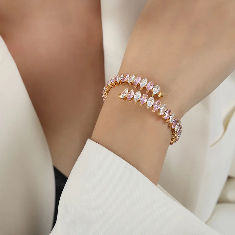 Z233-Pink Zircon Gold Bracelet